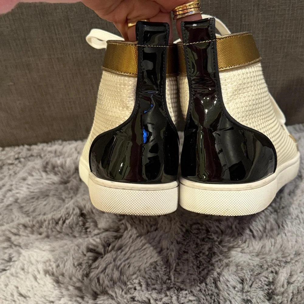Christian Louboutin White and Gold Threaded Orlando High-Tops